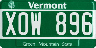 VT license plate XOW896