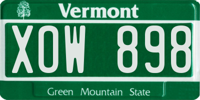 VT license plate XOW898