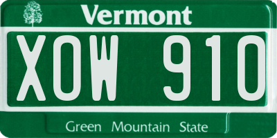 VT license plate XOW910