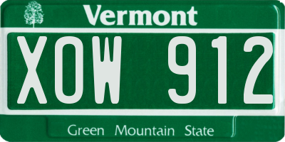VT license plate XOW912