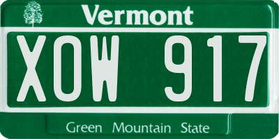 VT license plate XOW917
