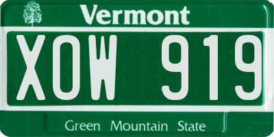 VT license plate XOW919