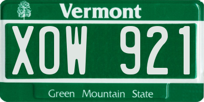 VT license plate XOW921