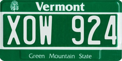 VT license plate XOW924