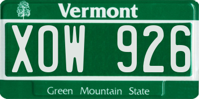 VT license plate XOW926