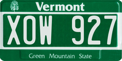 VT license plate XOW927