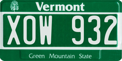 VT license plate XOW932
