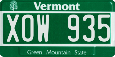 VT license plate XOW935
