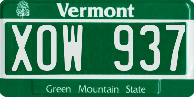 VT license plate XOW937