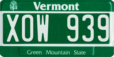 VT license plate XOW939