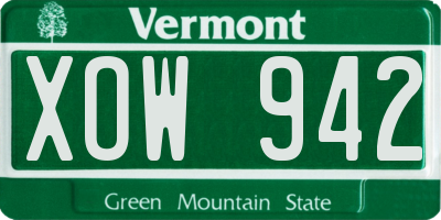 VT license plate XOW942