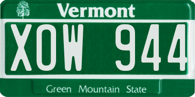 VT license plate XOW944