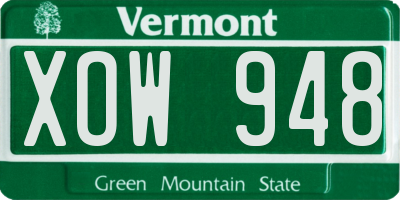 VT license plate XOW948