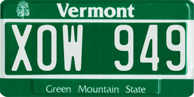VT license plate XOW949