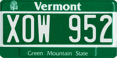 VT license plate XOW952