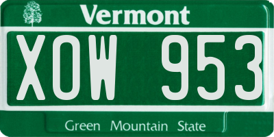 VT license plate XOW953