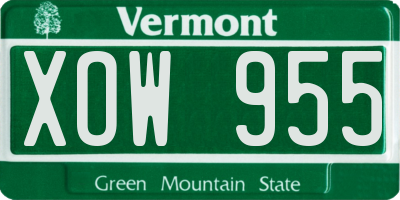 VT license plate XOW955