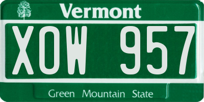 VT license plate XOW957