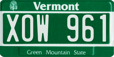 VT license plate XOW961