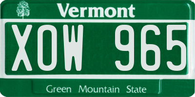 VT license plate XOW965
