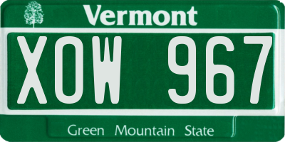 VT license plate XOW967