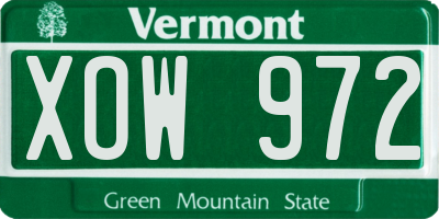 VT license plate XOW972