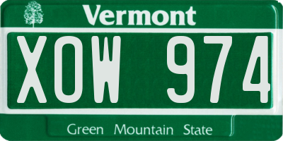 VT license plate XOW974