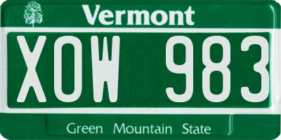 VT license plate XOW983