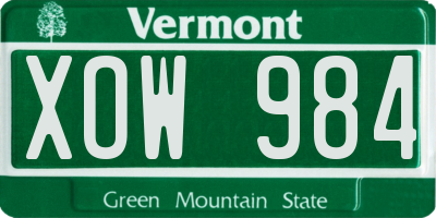 VT license plate XOW984