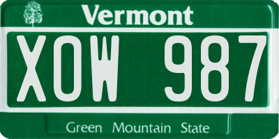 VT license plate XOW987