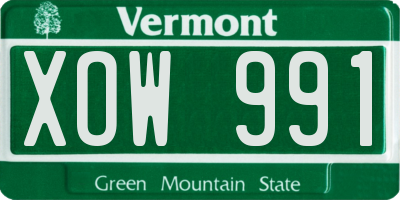 VT license plate XOW991
