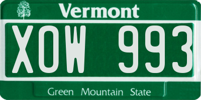 VT license plate XOW993