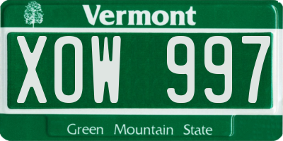 VT license plate XOW997