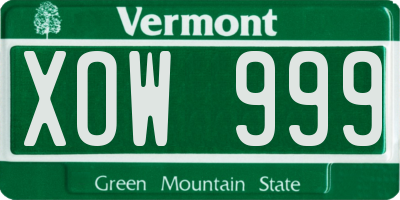 VT license plate XOW999