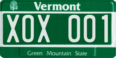 VT license plate XOX001