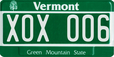 VT license plate XOX006