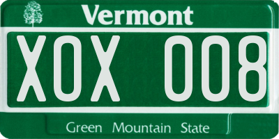 VT license plate XOX008