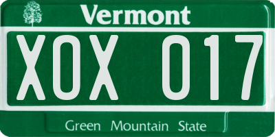 VT license plate XOX017