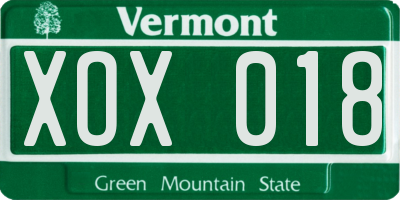 VT license plate XOX018