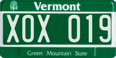 VT license plate XOX019