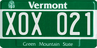 VT license plate XOX021