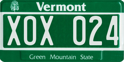VT license plate XOX024