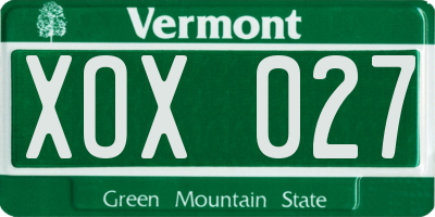 VT license plate XOX027