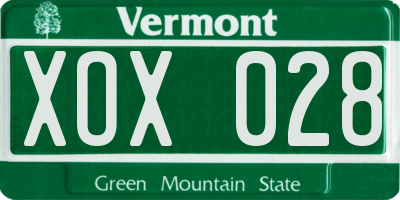 VT license plate XOX028