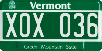 VT license plate XOX036