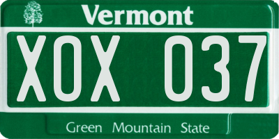 VT license plate XOX037