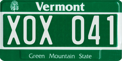 VT license plate XOX041