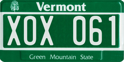 VT license plate XOX061