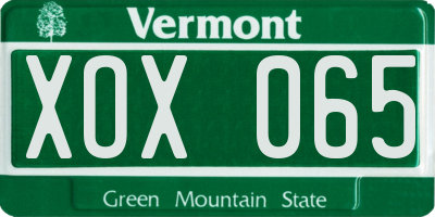 VT license plate XOX065