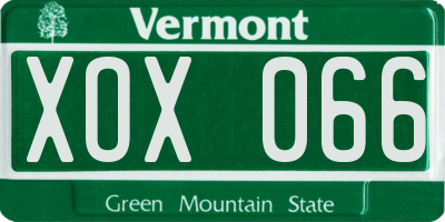 VT license plate XOX066
